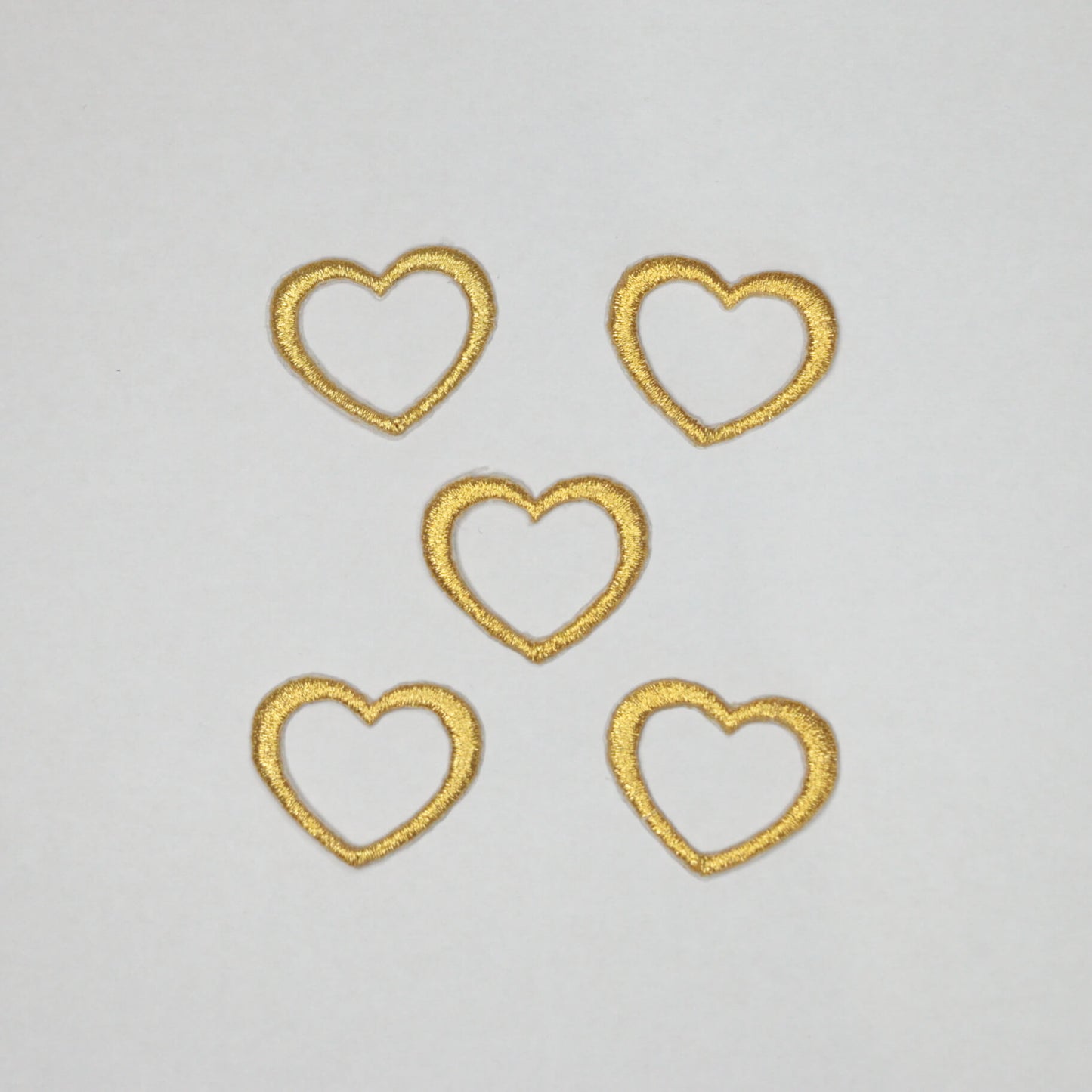 26mm x 21mm Gold Embroidered Heart Iron-On Motifs 5pk