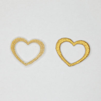 26mm x 21mm Gold Embroidered Heart Iron-On Motifs 5pk