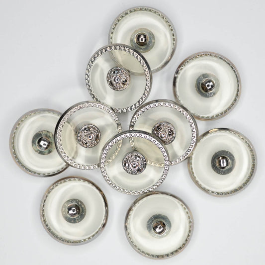 27mm Silver Transparent Shank-Hole Buttons 10pk