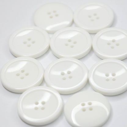 27mm White 4H Plastic Buttons 10pk