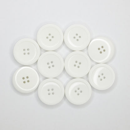 27mm White 4H Plastic Buttons 10pk