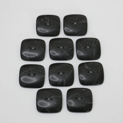 28mm Black Marbled Square 2-Hole Buttons 10pk