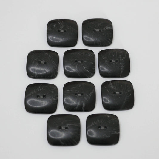 28mm Black Marbled Square 2-Hole Buttons 10pk