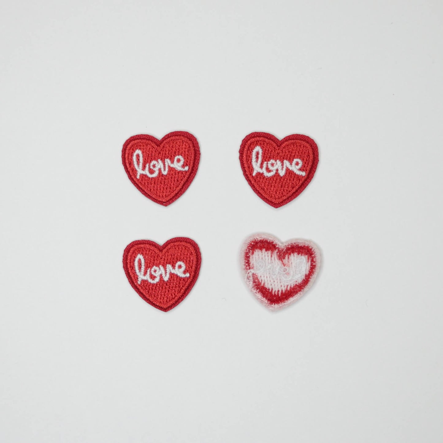 2cm Love Heart Embroidered Iron-On Patches 4pk