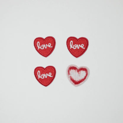 2cm Love Heart Embroidered Iron-On Patches 4pk