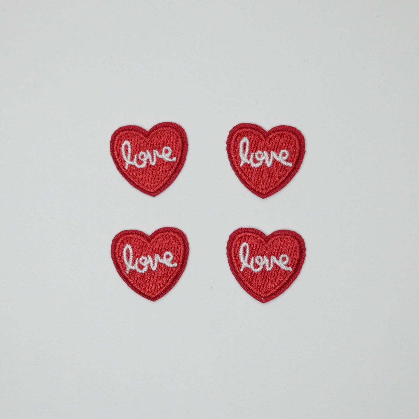 2cm Love Heart Embroidered Iron-On Patches 4pk