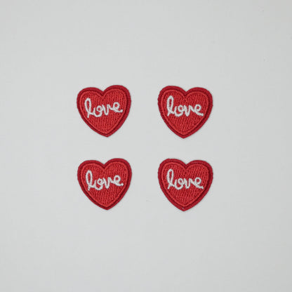 2cm Love Heart Embroidered Iron-On Patches 4pk