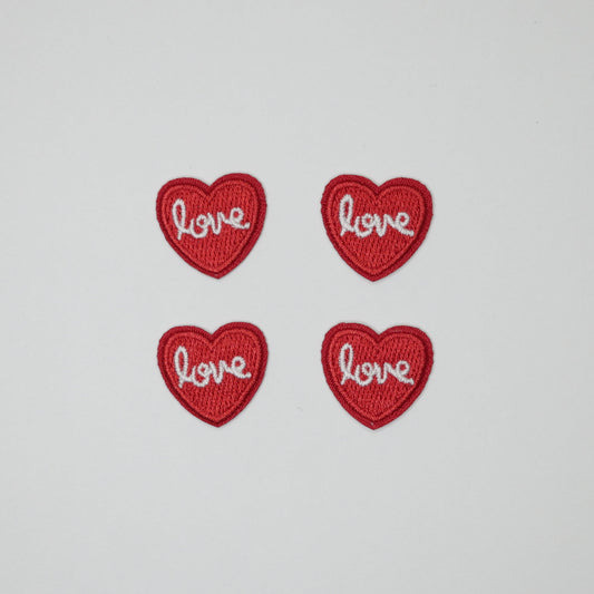 2cm Love Heart Embroidered Iron-On Patches 4pk