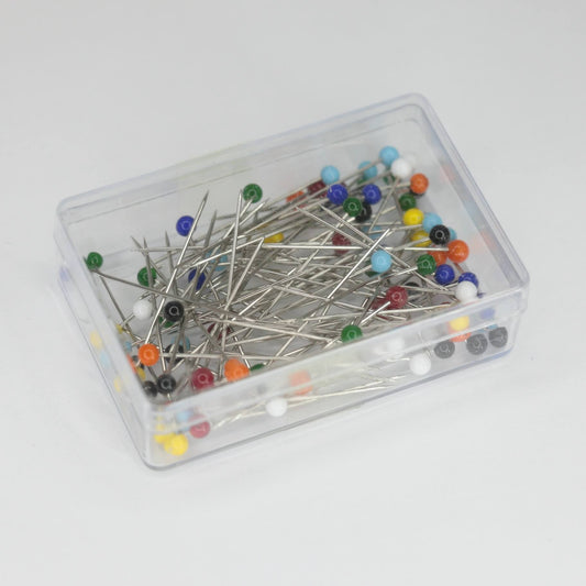 30mm Assorted Colour Glass Headed Pins 80pk