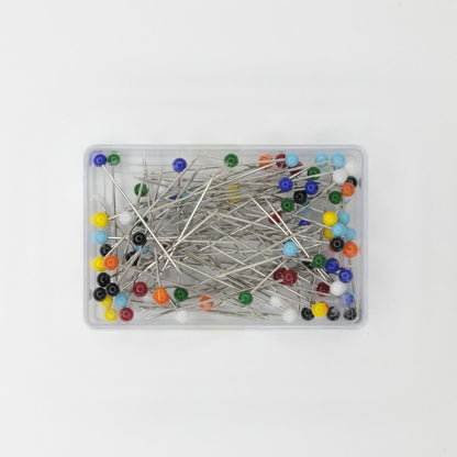 30mm Assorted Colour Glass Headed Pins 80pk