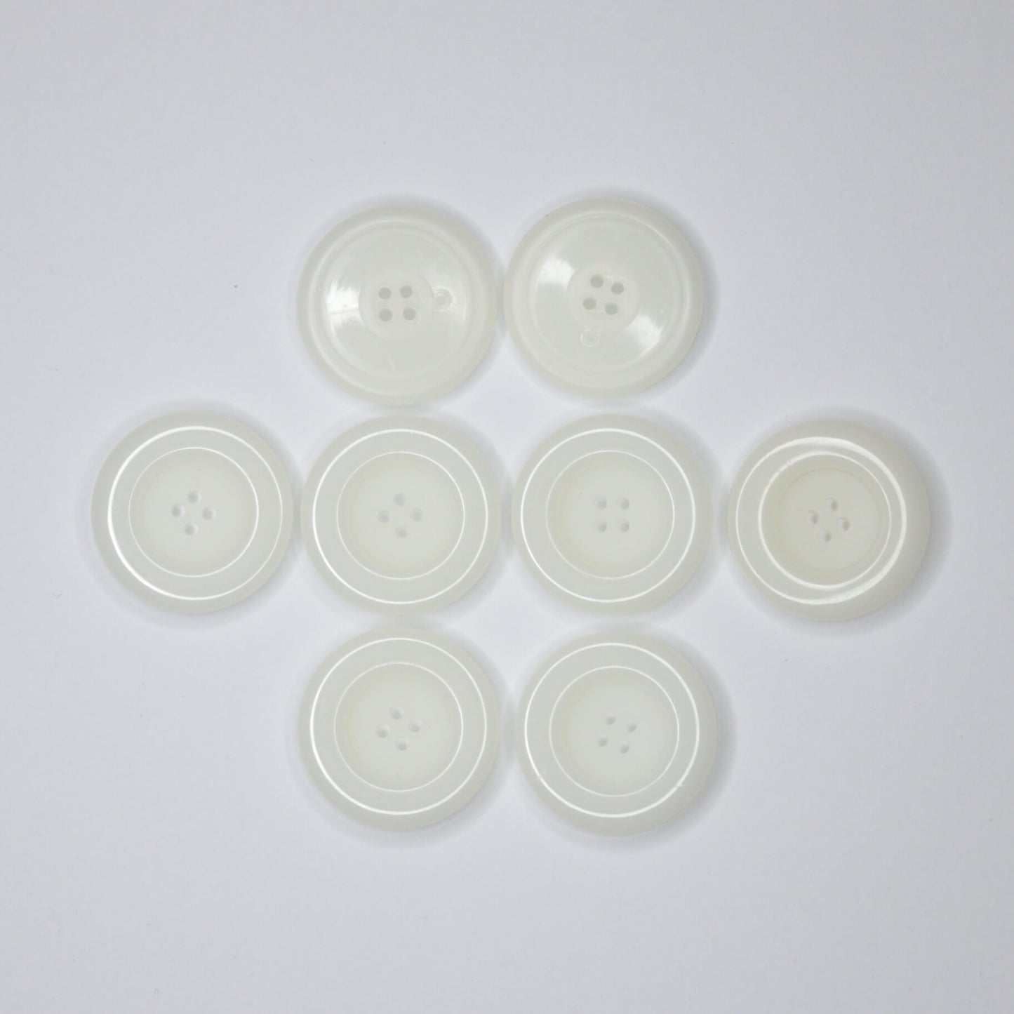 30mm Large White 4-Hole Buttons 8pk