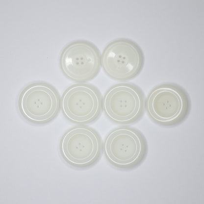 30mm Large White 4-Hole Buttons 8pk