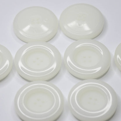 30mm Large White 4-Hole Buttons 8pk