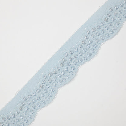 30mm Light Blue Stretch Lace Shiny-Spot Trim per/metre