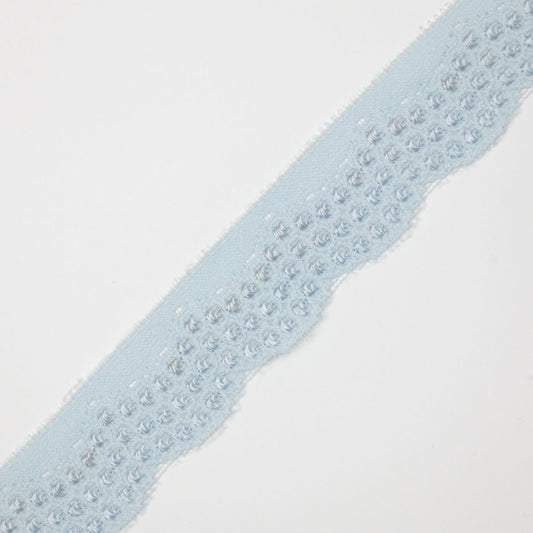 30mm Light Blue Stretch Lace Shiny-Spot Trim per/metre