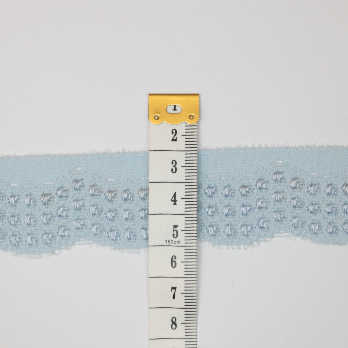 30mm Light Blue Stretch Lace Shiny-Spot Trim per/metre
