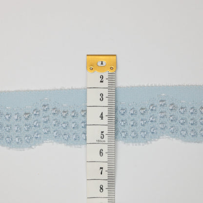 30mm Light Blue Stretch Lace Shiny-Spot Trim per/metre