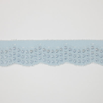30mm Light Blue Stretch Lace Shiny-Spot Trim per/metre