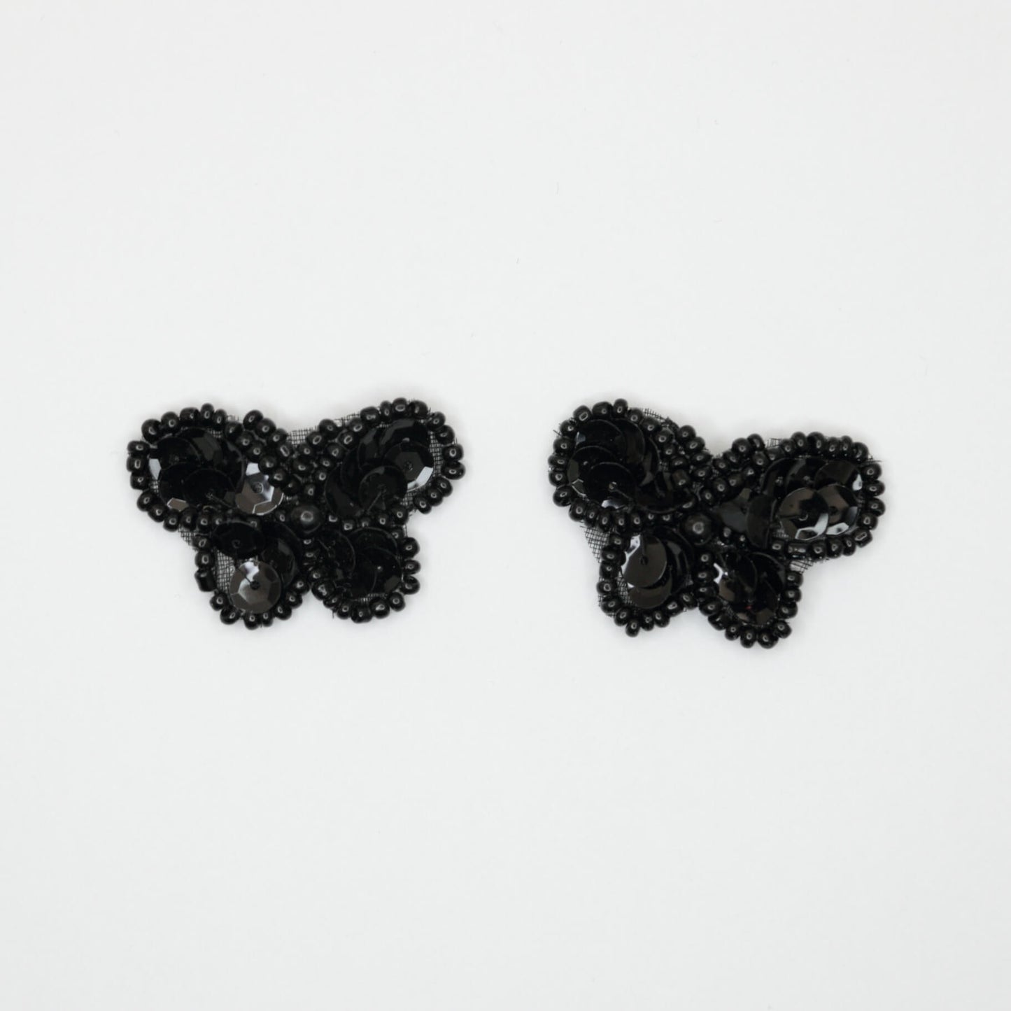 30mm x 20mm Black Sequin and Bead Small Butterfly Iron-On Motifs 2pk