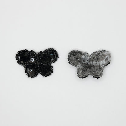 30mm x 20mm Black Sequin and Bead Small Butterfly Iron-On Motifs 2pk
