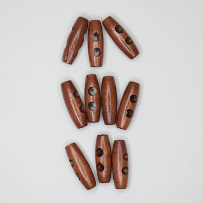 30mm x 5mm Brown Wooden Double-Hole Toggles 10pk