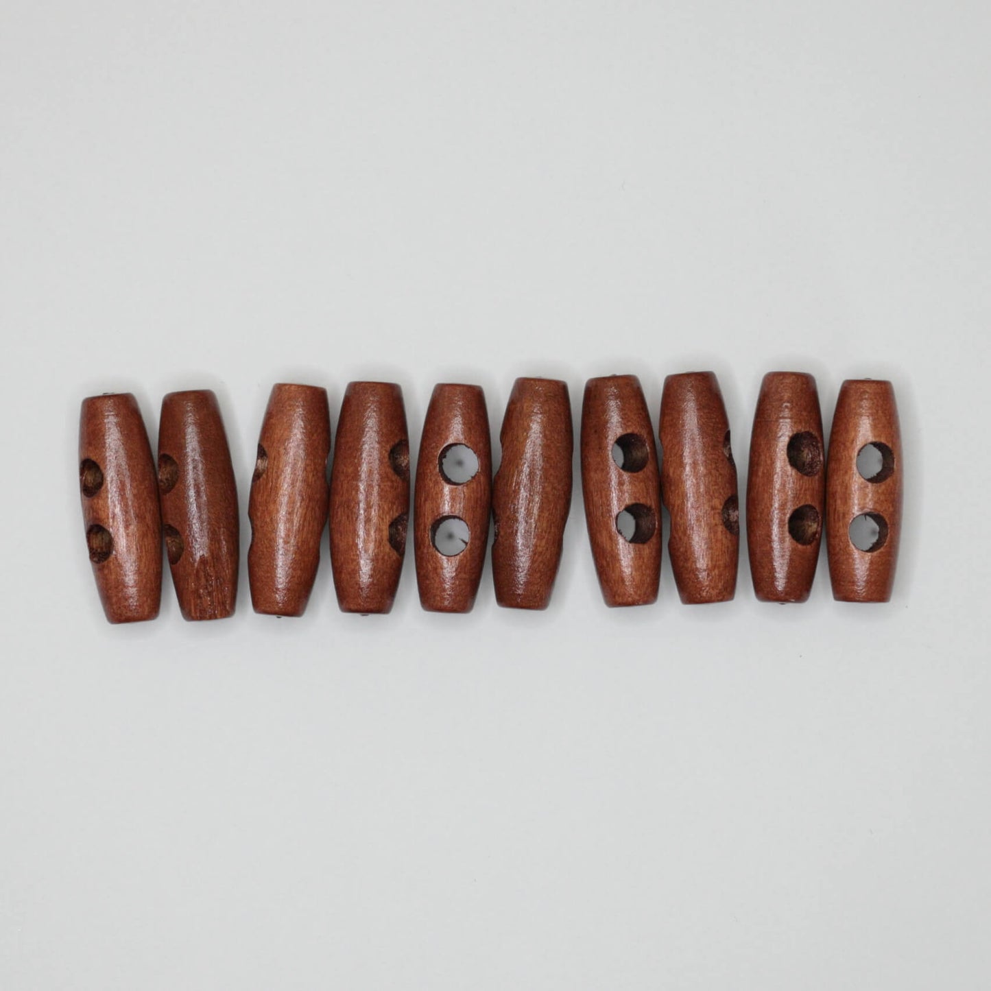30mm x 5mm Brown Wooden Double-Hole Toggles 10pk