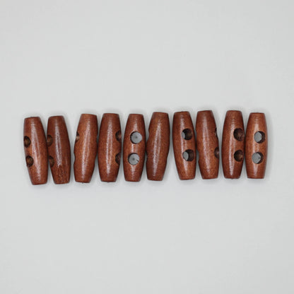 30mm x 5mm Brown Wooden Double-Hole Toggles 10pk