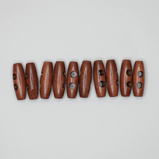 30mm x 5mm Brown Wooden Double-Hole Toggles 10pk