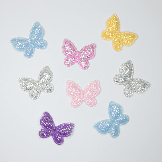 31x25mm Mixed Colour Glitter Butterfly Appliques 8pk
