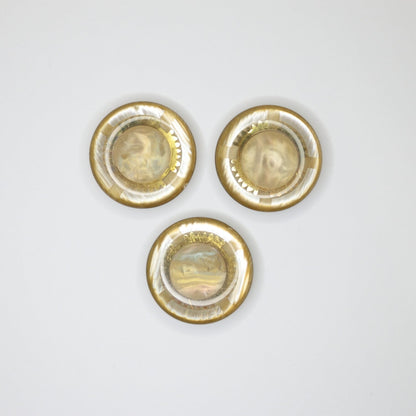 35mm Beige & Gold Bridge-Hole Buttons 3pk