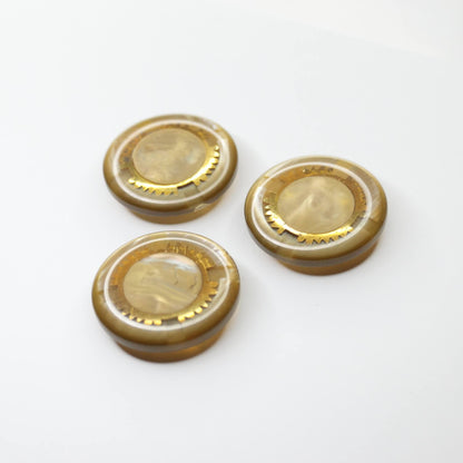 35mm Beige & Gold Bridge-Hole Buttons 3pk