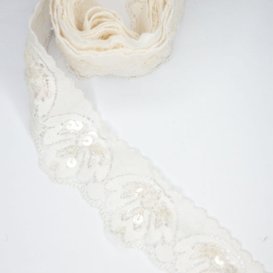 35mm Off-White Stretch Lace 2m