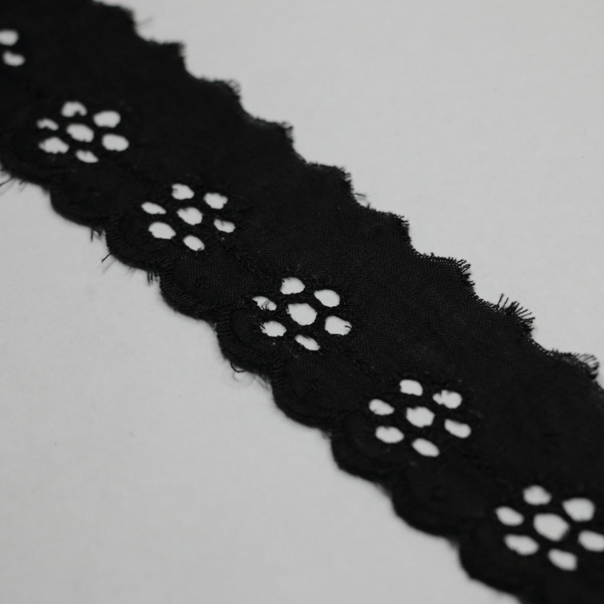 38mm Black Broderie Anglaise Trim per/metre