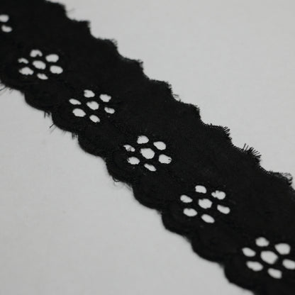 38mm Black Broderie Anglaise Trim per/metre
