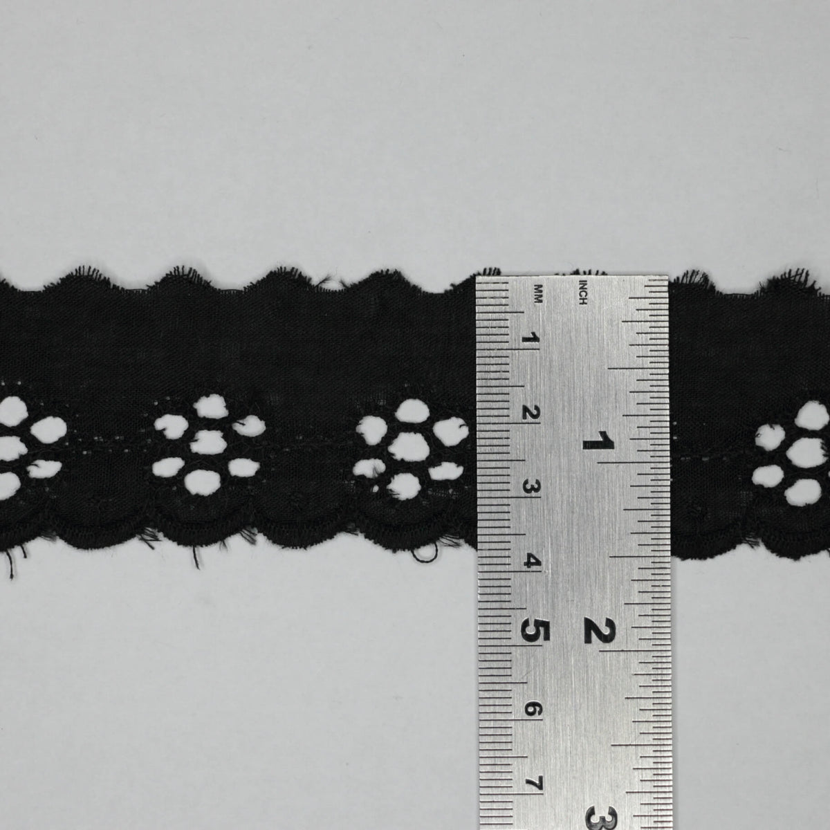 38mm Black Broderie Anglaise Trim per/metre