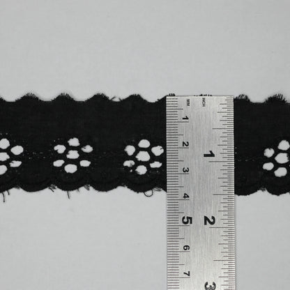 38mm Black Broderie Anglaise Trim per/metre