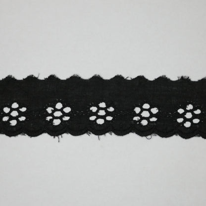 38mm Black Broderie Anglaise Trim per/metre