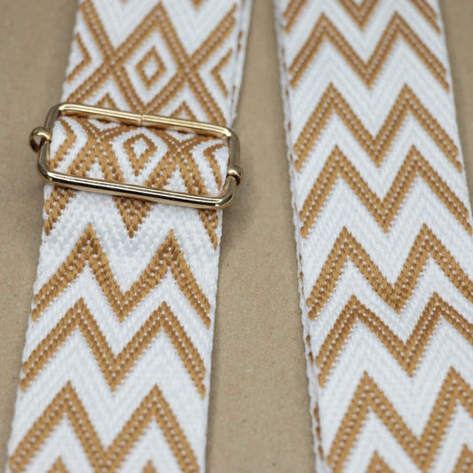 38mm Tan & White Multi Style Adjustable Bag Strap 132cm