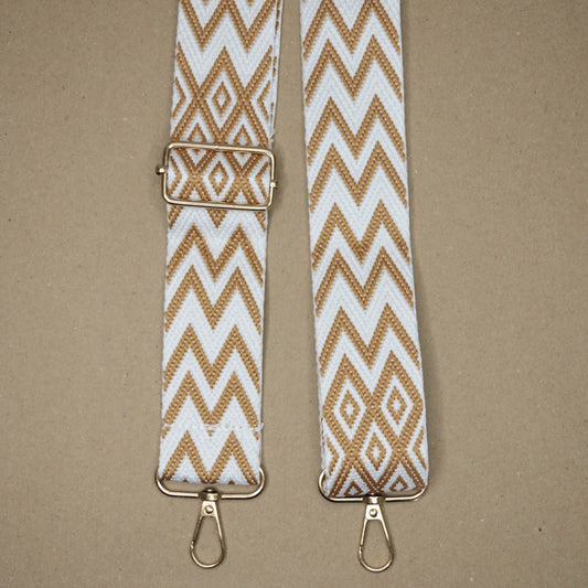 38mm Tan & White Multi Style Adjustable Bag Strap 132cm
