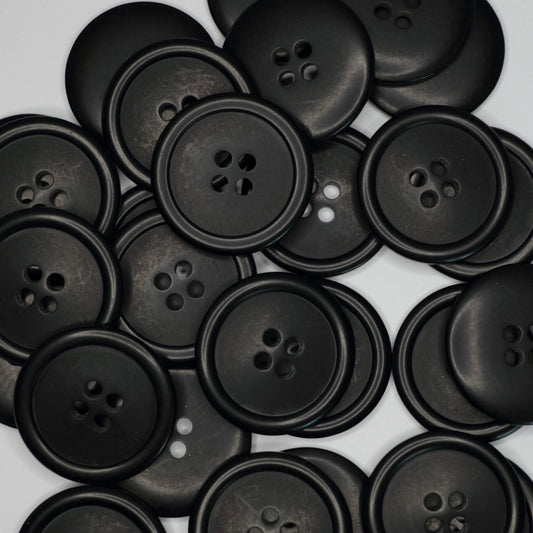 38mm Black 4 Hole Buttons 10pk