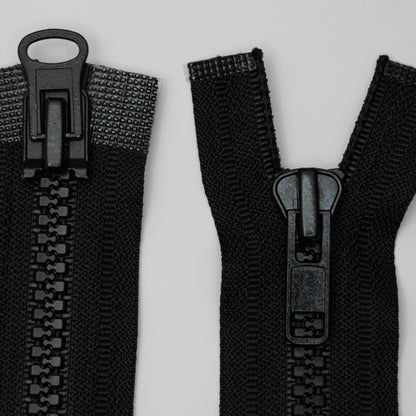 51cm (20-inch) Double-Ended Open-End Black Zip with 8mm Plastic Chunky Teeth