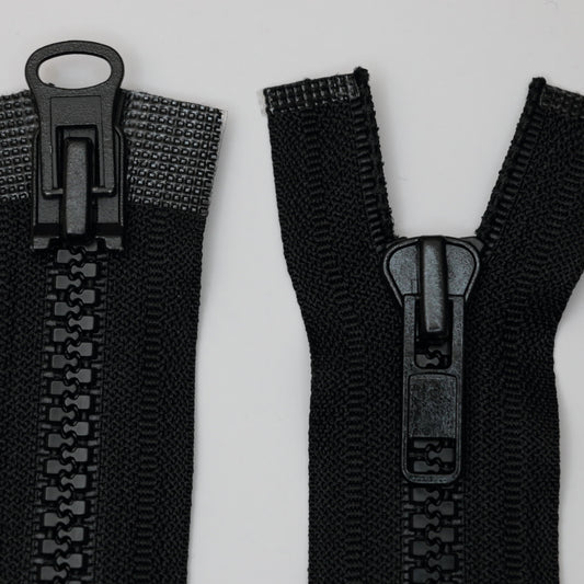 51cm (20-inch) Double-Ended Open-End Black Zip with 8mm Plastic Chunky Teeth