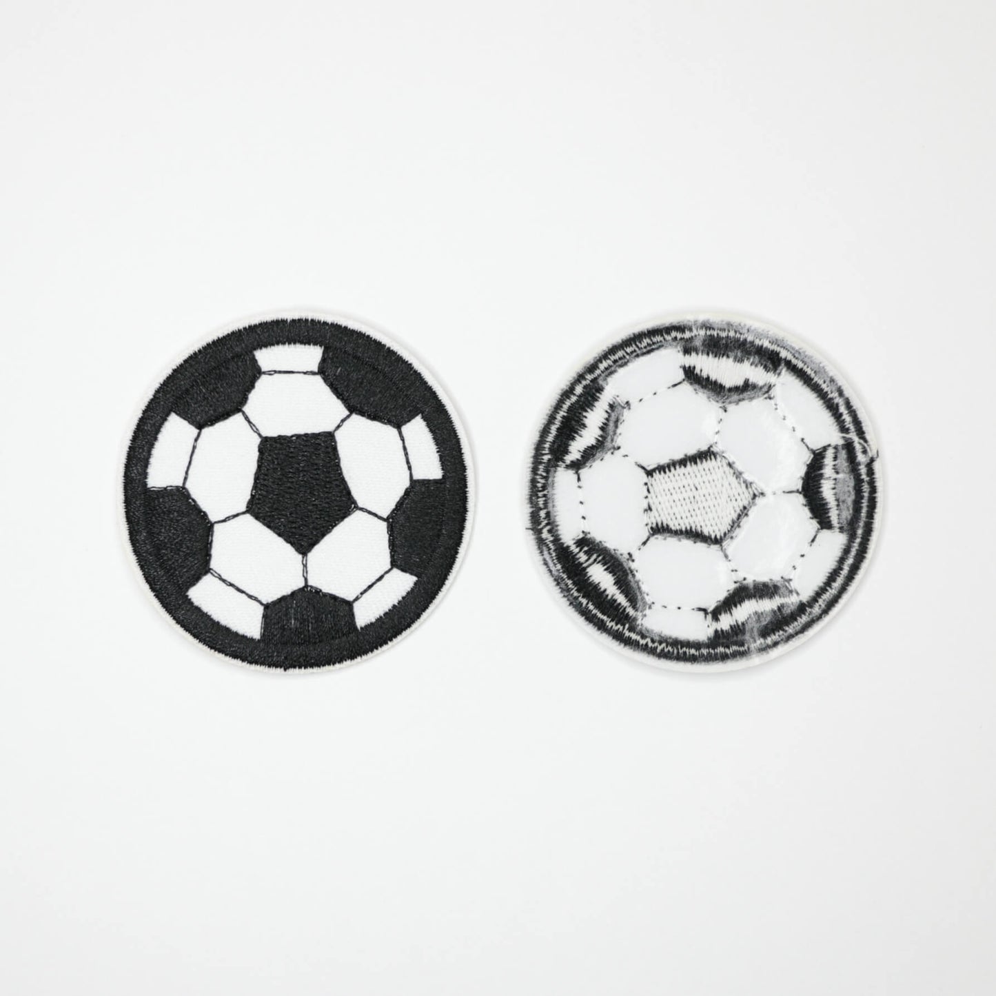 55mm Black and White Football Embroidered Iron-On Patches 2pk