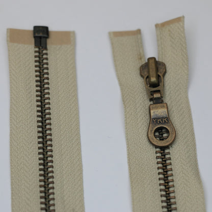 62cm (24.5-inch) YKK Fawn Open-End Zip With Old Gold Metal Teeth