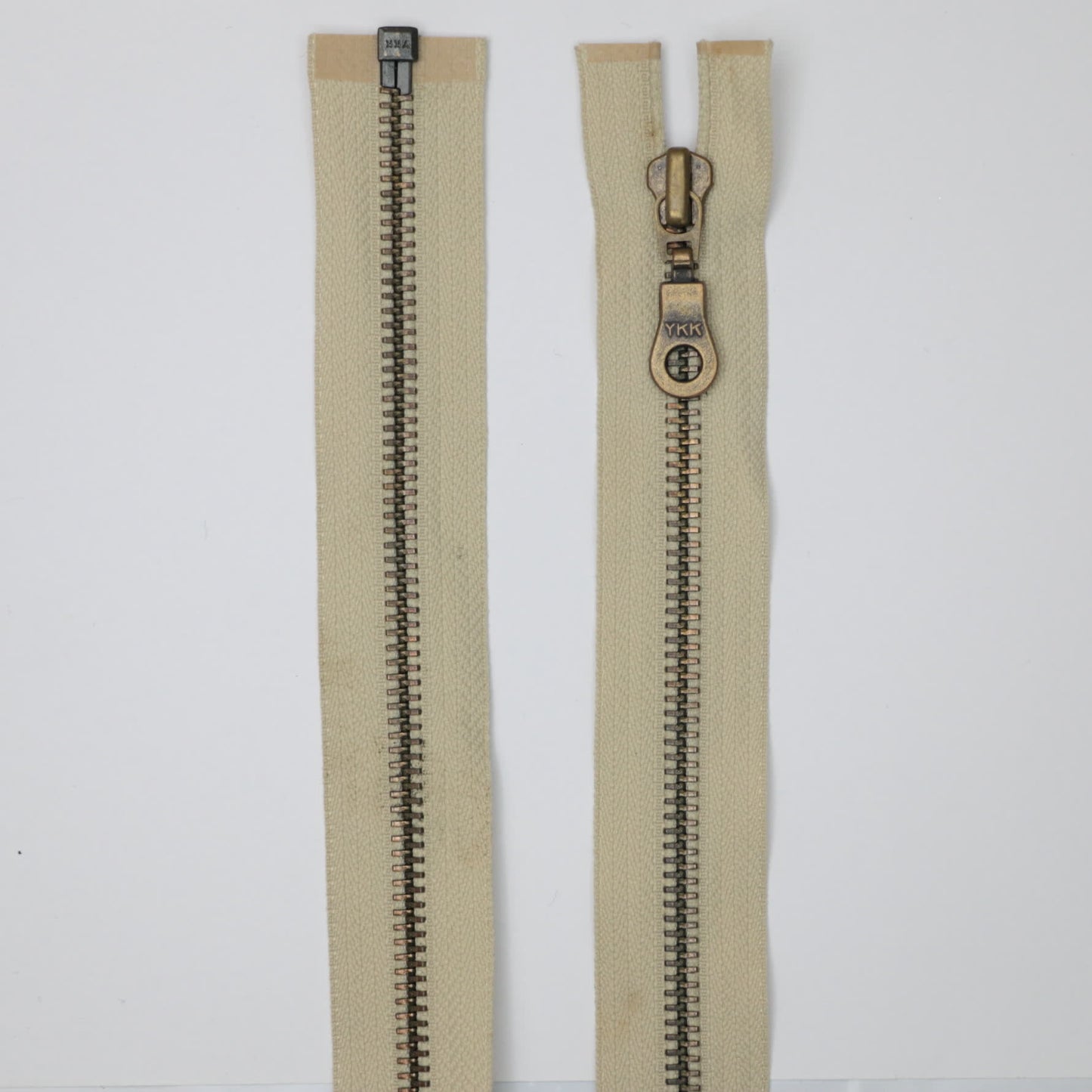 62cm (24.5-inch) YKK Fawn Open-End Zip With Old Gold Metal Teeth