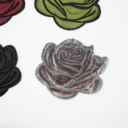 65mm x 57mm Assorted Dark Colours Rose Flower Iron-On Patches 4pk