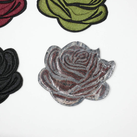 65mm x 57mm Assorted Dark Colours Rose Flower Iron-On Patches 4pk