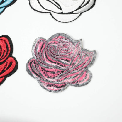 65mm x 57mm Assorted Light Colours Rose Flower Iron-On Patches 4pk