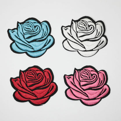 65mm x 57mm Assorted Light Colours Rose Flower Iron-On Patches 4pk