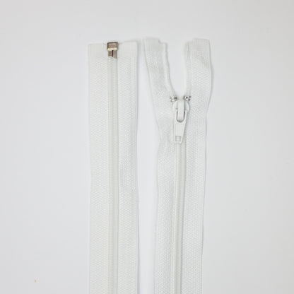 68cm White Nylon Open-End Zipper